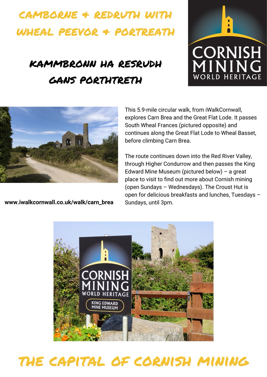 CornishMining's tweet photo. Pull on your walking boots, we’re in Area 5 of the #CornishMining #WorldHeritageSite for today’s #NationalWalkingMonth post - #Camborne &amp; #Redruth with Wheal Peevor &amp; #Portreath.
#WalkingWednesday #walksincornwall #explorelocal #supportlocal #cornishheritage #ourminingworld https://t.co/eIWhFYzFOK