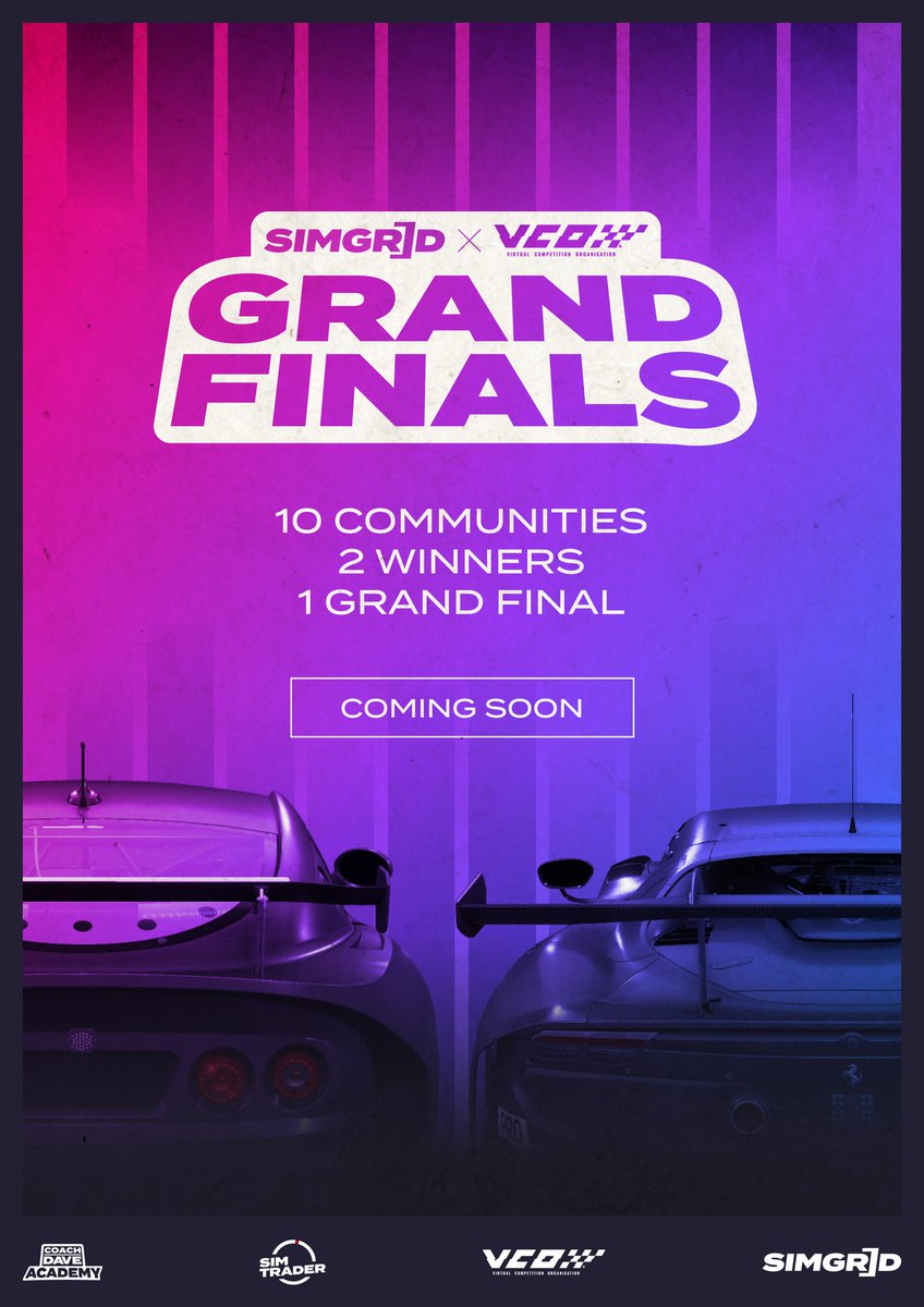 sim_grid's tweet image. Say hello to the SimGrid x @vcoesports Grand Finals 🤩

This championship focuses on communities, featuring multiclass racing tailored to pro and casual players! ⚡️

With an increased grid size of 59 entries, the battle for victory is going to be more intense than ever 🔥