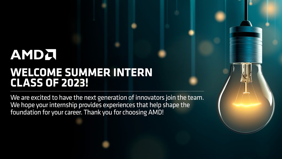 RT AMD "We are excited to extend a warm welcome to the 700+ students that will be part of the AMD Global Internship Program and we look forward to seeing what you accomplish. 

If you are interested in learning about Internship/Co-Op opportunities, c… "