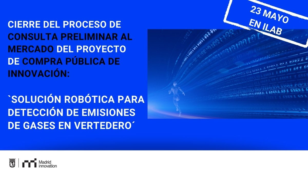 LaNaveMadrid's tweet photo. 🚀 Comienza la cuenta atrás para el cierre del proceso de Consulta Preliminar al Mercado (CPM)

¡Ven a @iLABMadrid el 23 de mayo y descubre las innovaciones realizadas!

⚡️Inscripciones: https://t.co/gmKvgwzUis https://t.co/PtX26kAVHJ
