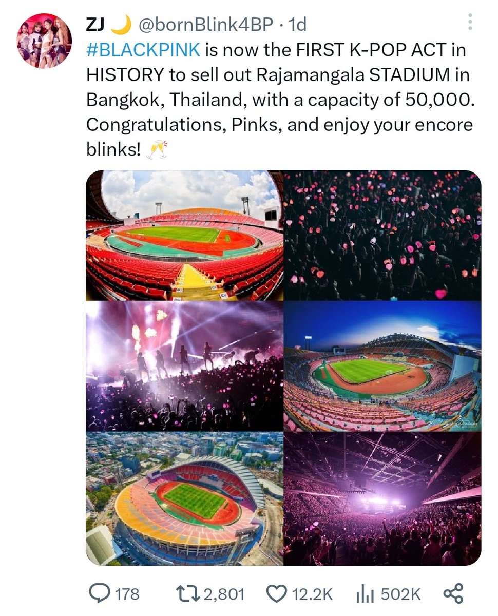 BTS’s Love Your Tour concert, which was held at Rajamangala National Stadium in Thailand was sold out in 2018, making them the first kpop artists to hold an individual concert at the Rajamangala National Stadium!
