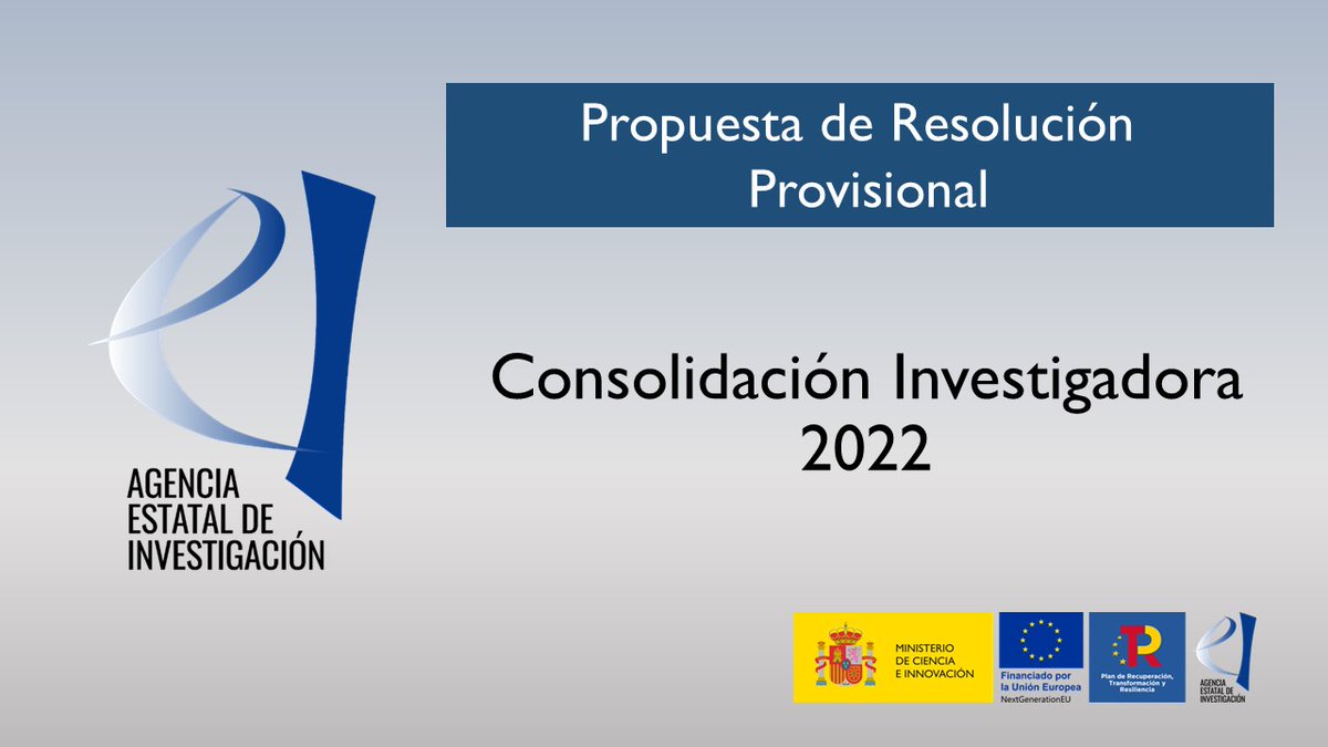 ‼️ La @AgEInves publica la propuesta de resolución provisional de la convocatoria de ayudas para incentivar la Consolidación Investigadora 2022.
🔗 bit.ly/3pMV9b8
#PlanDeRecuperación