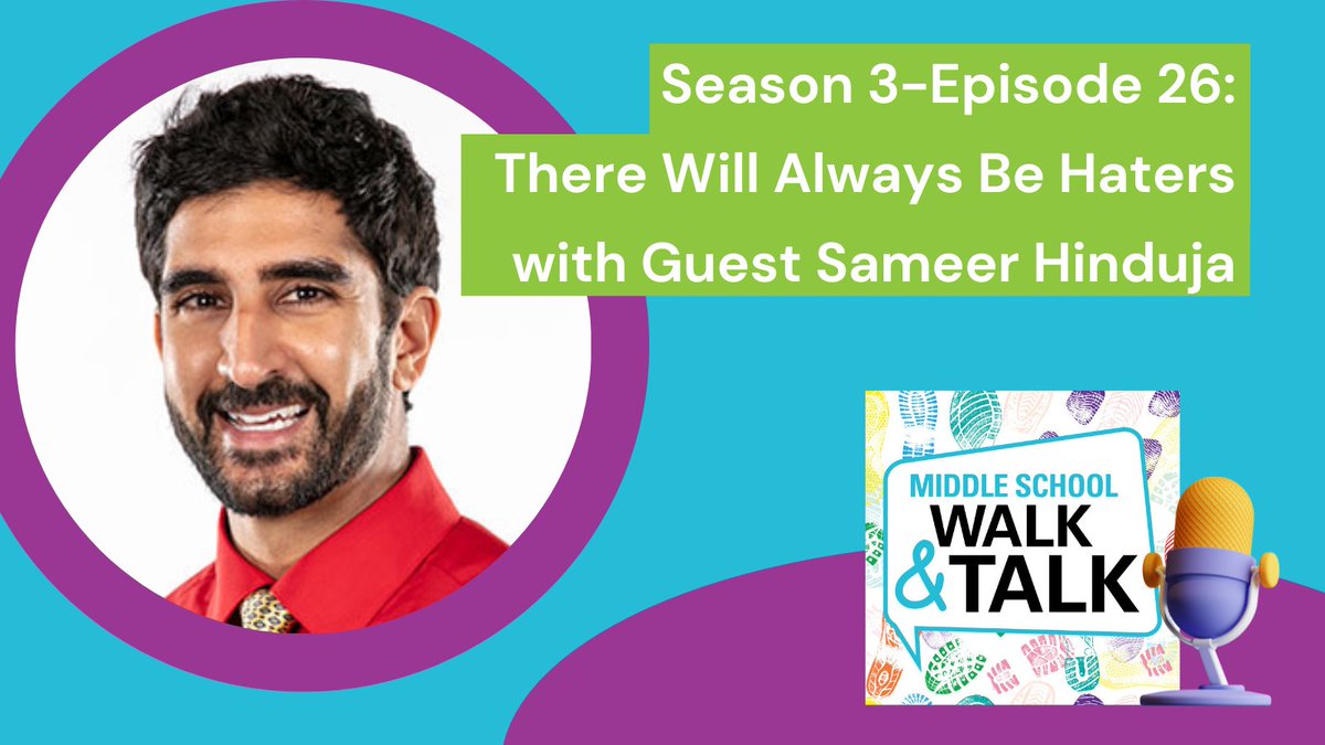 🎙The latest episode of Middle School Walk & Talk just dropped! @Pfagell & @Joe_Mazza are joined by celebrated author and cyberbullying expert Dr. Sameer @hinduja about how to equip kids with an action plan for their online lives.  Listen now 🎧 okt.to/3LwNQf