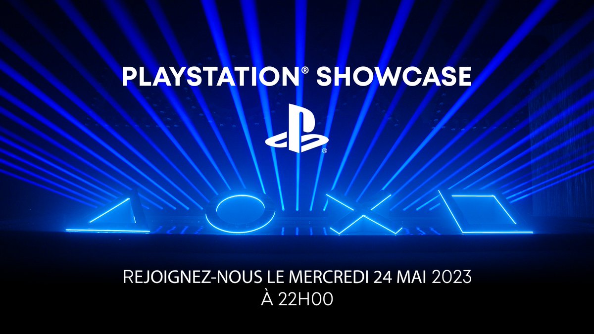 PlayStationFR's tweet photo. Il arrive... Rendez-vous le 24 mai à 22h00 pour le prochain PlayStation Showcase !

Il durera un peu plus d'une heure avec un aperçu de plusieurs nouvelles créations des Studios PlayStation, ainsi que des jeux de nos partenaires sur PS5 et PS VR2 : https://t.co/silOEN5Oqn