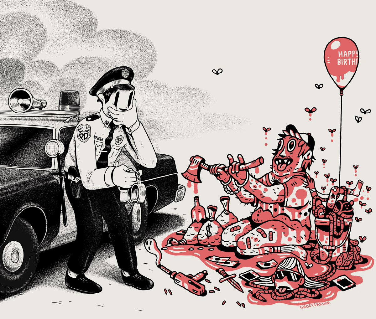 We are just 1h away from from the <a href="/realghostshrimp/">GHOSTSHRIMP</a> &amp; <a href="/mcbess/">mcbess</a> art collab inside the Hanging Hall gallery! 

Opened to Ghost holders only. 

v2.celmates.wtf