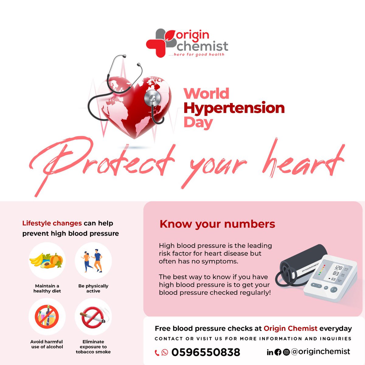 Taking a Stand for Healthy Hearts in Ghana! ❤️

Visit our retail chain pharmacies across Ghana for personalized consultations, reliable medications, and lifestyle tips to keep your heart in top shape. PLUS, it’s free of Charge 🥳🤗
#WorldHypertensionDay #OriginChemist #pharmacy