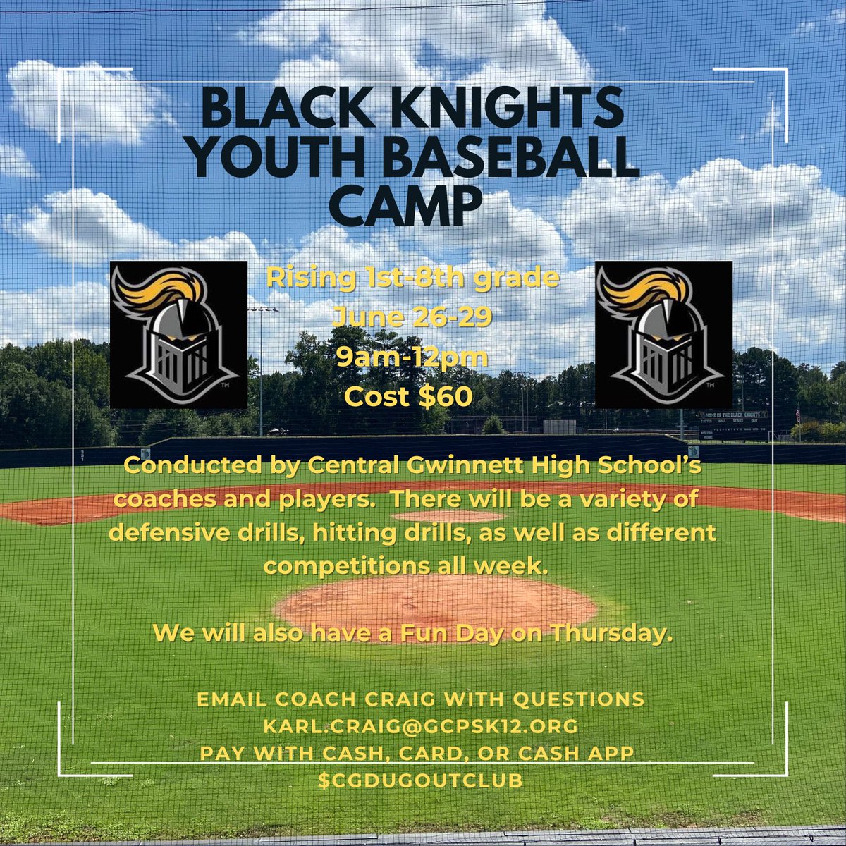 Registration is the day of the event (June 26th)
Come to support the development of players and our program! ❤️‍🔥⚾️