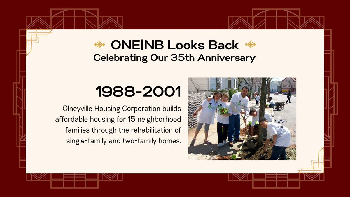 1_neighborhood's tweet photo. From 1988 to 2001, Olneyville Housing Corporation built affordable housing for 15 neighborhood families through the rehabilitation of single-family and two-family homes. #onenb35th https://t.co/7sK4zpqCdL