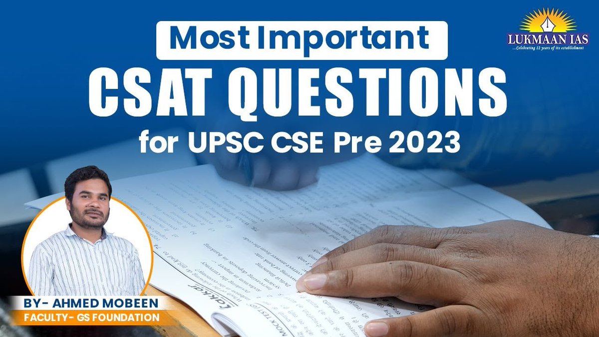 Most Important CSAT Questions for UPSC CSE Pre 2023   

By - Mobeen Ahmed 
 youtu.be/k7otOoroAao

#panchsutra #csat #csatcrashcourse  #IAS #IPS  #SC #LukmaanIAS #Topper #Aspirant #Trending #SAnsari #Prelims #Mains #Interview  #Rankers #Parliament #IASExam #Exam #IFS ..