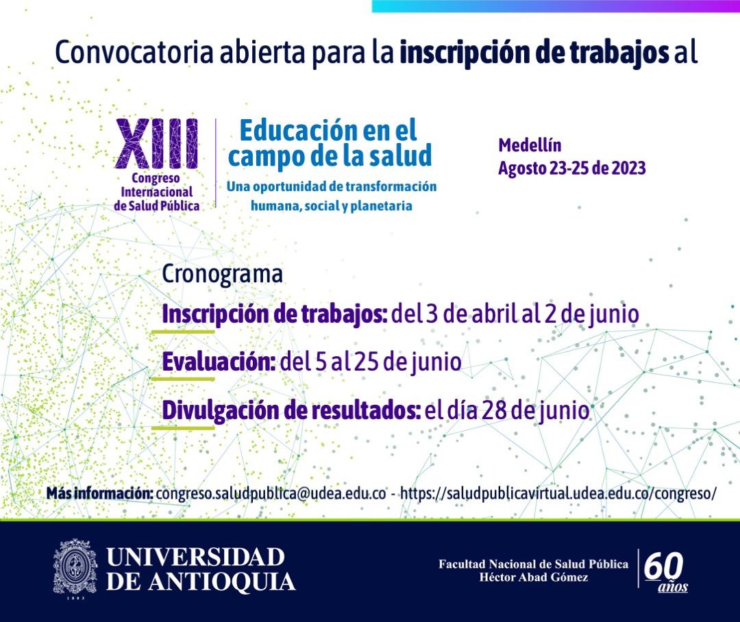 DiegoLucumiC's tweet photo. ¿Te gustaría presentar tu trabajo al 𝐗𝐈𝐈𝐈 𝐂𝐨𝐧𝐠𝐫𝐞𝐬𝐨 𝐈𝐧𝐭𝐞𝐫𝐧𝐚𝐜𝐢𝐨𝐧𝐚𝐥 𝐝𝐞 𝐒𝐚𝐥𝐮𝐝 𝐏𝐮́𝐛𝐥𝐢𝐜𝐚 - 𝐄𝐝𝐮𝐜𝐚𝐜𝐢𝐨́𝐧 𝐞𝐧 𝐞𝐥 𝐜𝐚𝐦𝐩𝐨 𝐝𝐞 𝐥𝐚 𝐬𝐚𝐥𝐮𝐝? Están abiertas las inscripciones 👉🏼 Visita https://t.co/rCrDqiI1yA  Tienes plazo hasta juni 2 https://t.co/SJvTFLJRfa