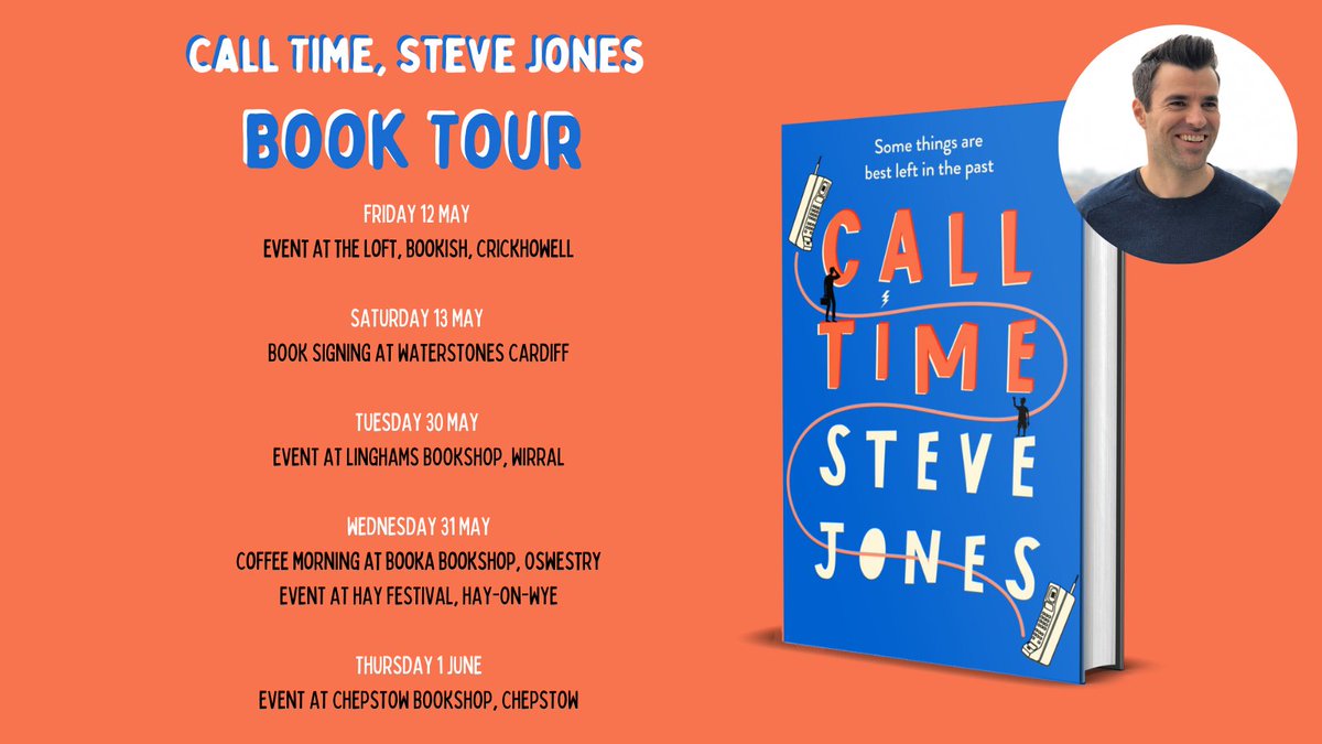 MichaelJBooks's tweet photo. TV Presenter @SteveJones is on book tour with his debut novel #CallTimeBook ☎️

Catch him at @LinghamsBooks @BookaBookshop @hayfestival or @ChepstowBooks in the next couple of weeks! Tickets on bookshop websites. https://t.co/D9jPmoR50Y
