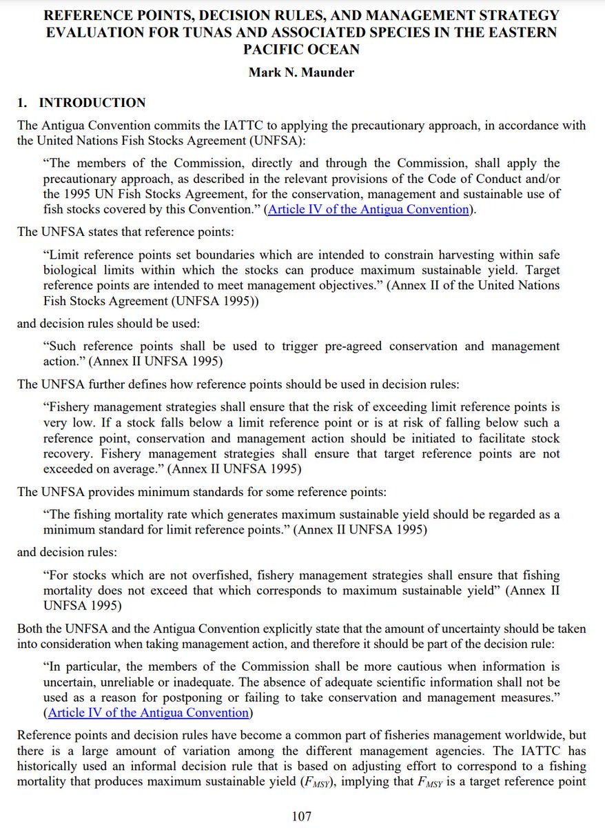 maunderCAPAM's tweet image. Getting back to #sustainability and #referencepoints. How should you define limit reference points? “Fishery management strategies shall ensure that the risk of exceeding limit reference points is very low.” So, are 0.2B0 and FMSY reasonable candidates?

#MSY #overfishing