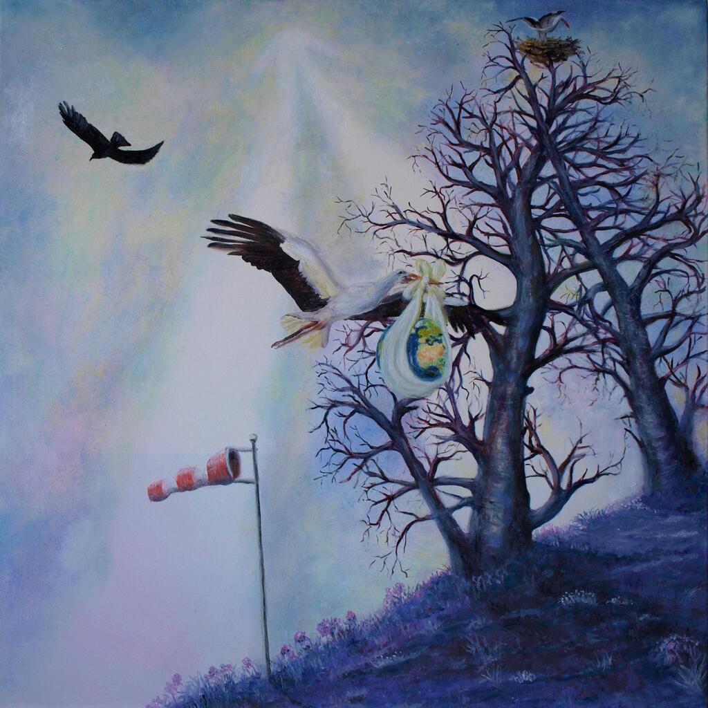 BirdsForScale's tweet image. Newborn, me, oil on canvas, 2021