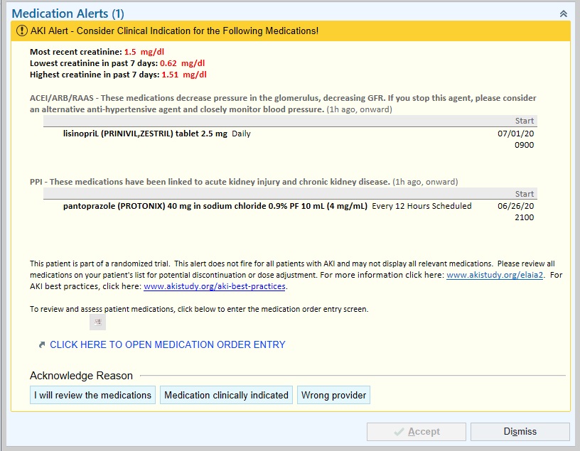 Results of our ELAIA-2 trial, randomizing patients with Acute Kidney Injury and key drug exposures to alert vs. no-alert now online and free to view @NatureComms! rdcu.be/dclK2 (Thread)