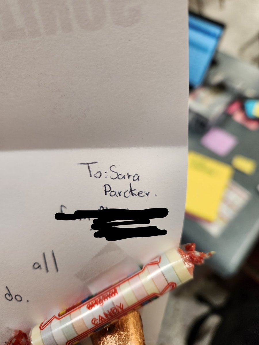 HiImSera's tweet photo. Starting strong with "Sara Parcker" in a Teacher Appreciation card a student gave me. To be fair he has only come to my class maybe 4 times this semester https://t.co/gN3rU71XWP