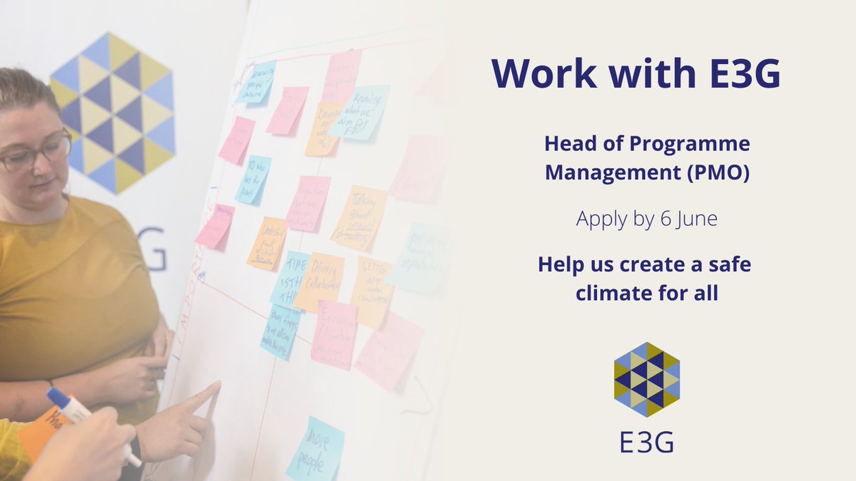 E3G is looking for a Head of Programme Management (PMO) to establish and lead the Programme Management Office function across E3G.

Apply here 👇
e3g.org/about/careers/