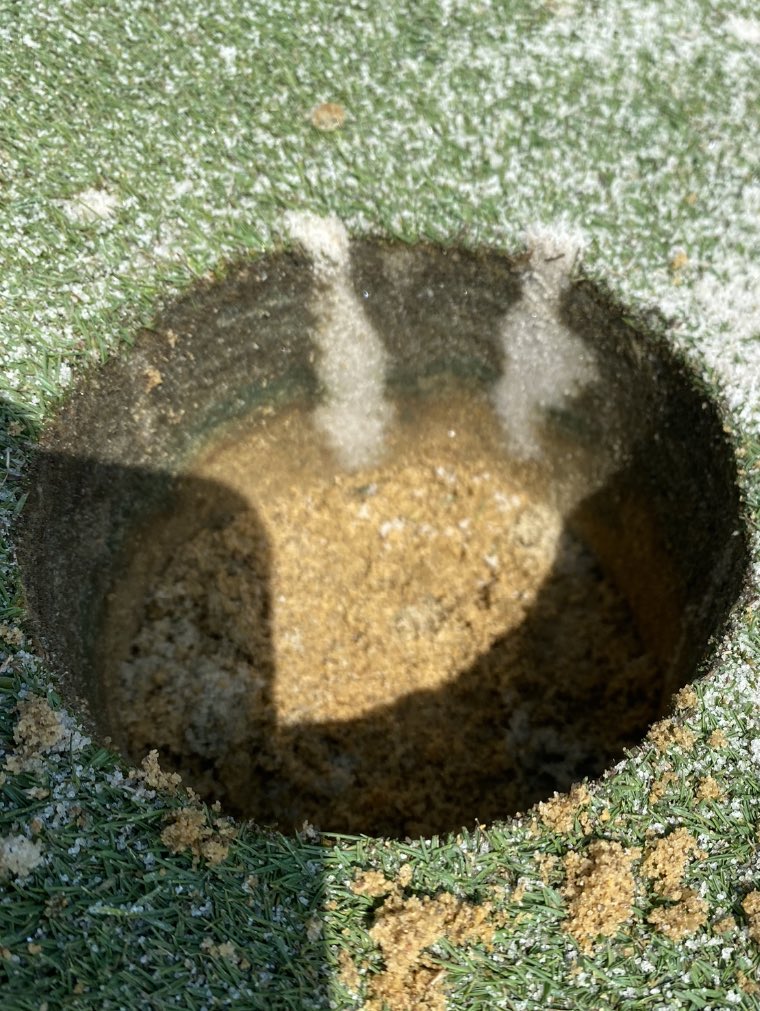 johnwwhite7's tweet photo. Show your greens a “Groovy Kind of Love” with the @VGR_equipment Topchanger. 3” of rain on the sand bin, no worries. #shotgunshells #wetject #poundingsand #wetsand @STECEquip @cliffwstewart @life_turf @BCSTEC9 @Tomtipturf Message to set up a demo. Have trailer, will travel. https://t.co/rC374y1eVn