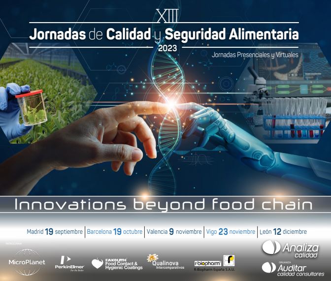 Lo que llega son las 𝐉𝐨𝐫𝐧𝐚𝐝𝐚𝐬 𝐝𝐞 𝐂𝐚𝐥𝐢𝐝𝐚𝐝 𝐲 𝐒𝐞𝐠𝐮𝐫𝐢𝐝𝐚𝐝 𝐀𝐥𝐢𝐦𝐞𝐧𝐭𝐚𝐫𝐢𝐚 2023 que organizamos anualmente, esta es nuestra XIII edición y te esperamos. Estaremos en Madrid, Barcelona, Valencia, Vigo y León. 
#JornasdaAnaliza