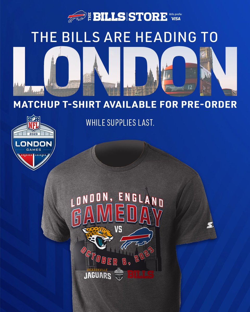 BuffaloBills's tweet photo. London gear is here!

Get yours now: https://t.co/v4WSwhMAcD https://t.co/gdvw3U6gjQ