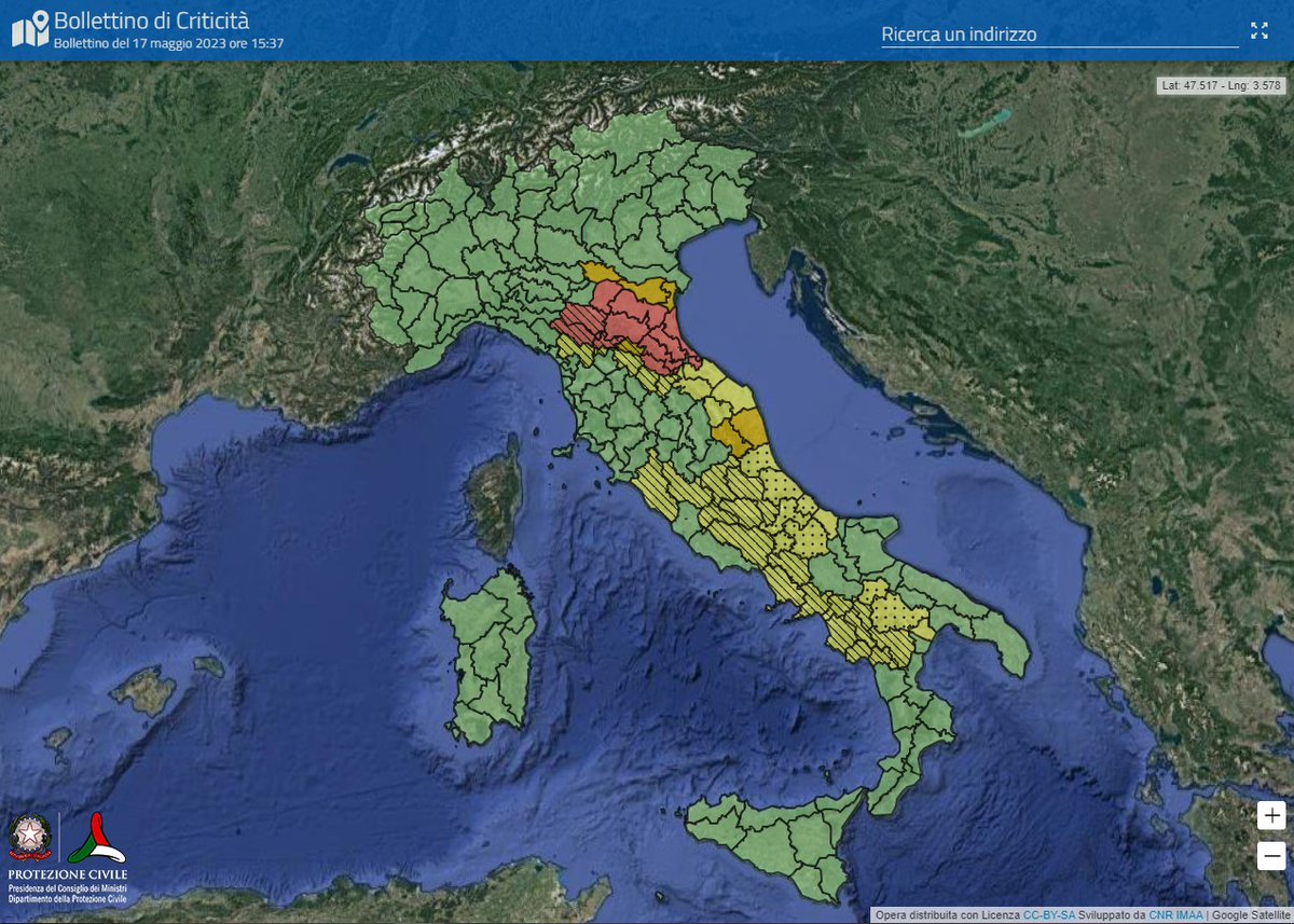 📆 Giovedì #18maggio
🔔🔴#allertaROSSA meteo-idro in Emilia-Romagna
🔔🟠#allertaARANCIONE in Lombardia, Emilia-Romagna, Toscana e Marche 
🔔🟡#allertaGIALLA in sette regioni
🔍 Consulta il bollettino 👉 bit.ly/AllertaMeteoId…
#protezionecivile