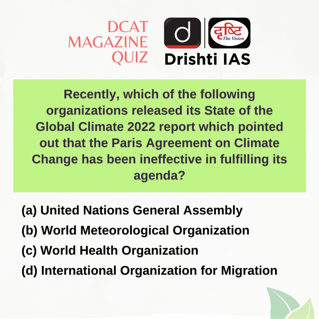 drishtiiaseng's tweet image. Solutions are in the Drishti Current Affairs Today (DCAT) magazine.

#DCAT Magazine covers all the three stages of #CSE - Prelims, Mains &amp;amp; Interview.

Subscribe: drishti.link/DCAT-Magazine

#GlobalClimate #Paris #Agreement #DrishtiCurrentAffairs #DrishtiIAS #DrishtiIASEnglish