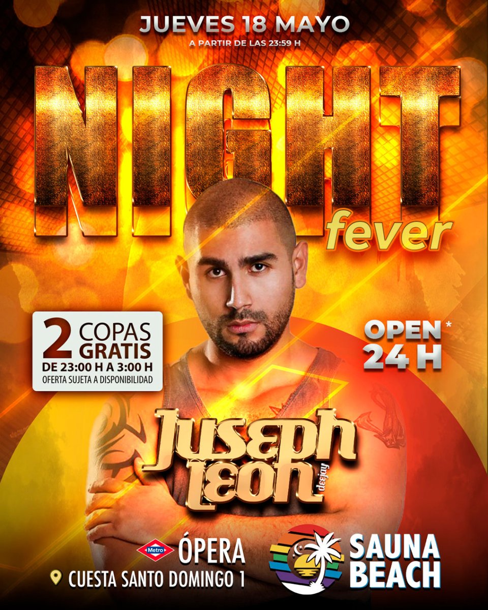saunabeach_'s tweet photo. 𝗦𝗔𝗨𝗡𝗔🧖♂️ + 𝗗𝗔𝗡𝗖𝗘🪩
Seguimos con #NIGHTFEVER 
🔥 Este jueves tendremos a nuestro DJ RESIDENTE FAVORITO #JUSEPHLEON en #BEACHCLUB 🔥 para todos vosotros, ¿vienes?
--
📍 𝗖𝘂𝗲𝘀𝘁𝗮 𝗱𝗲 𝗦𝗮𝗻𝘁𝗼 𝗗𝗼𝗺𝗶𝗻𝗴𝗼 𝟭 https://t.co/pPcpEFNGyq