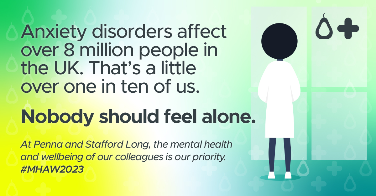 wearepenna: Did you know that a little over one in ten of us are affected by an #anxietydisorder?

It's okay to struggle; just know that you are not alone. Seeking help is a sign of strength - let's work towards breaking the stigma and supporting those a…