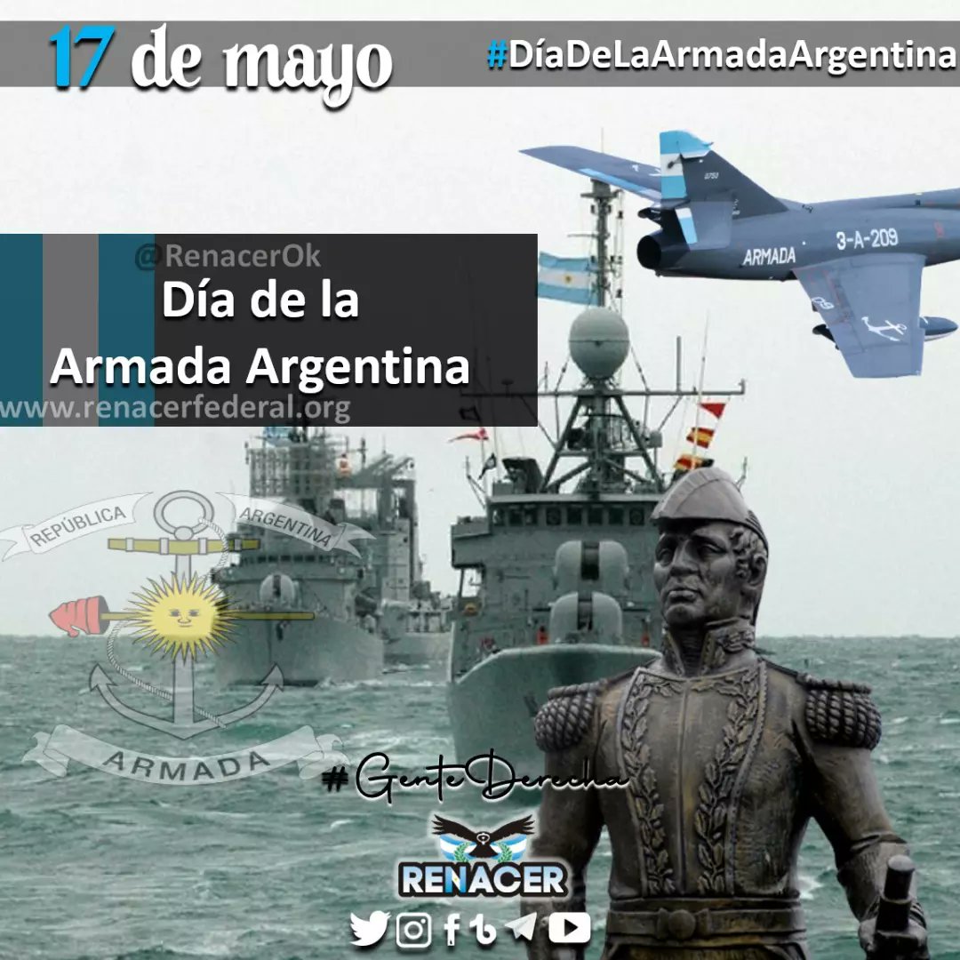 Hoy, 17 de Mayo, es el Día de la #ArmadaArgentina a en conmemoración a los 209 años del Combate Naval de Montevideo.
Felicidades a todos los que son miembros de la Armada Argentina!
#GenteDerecha