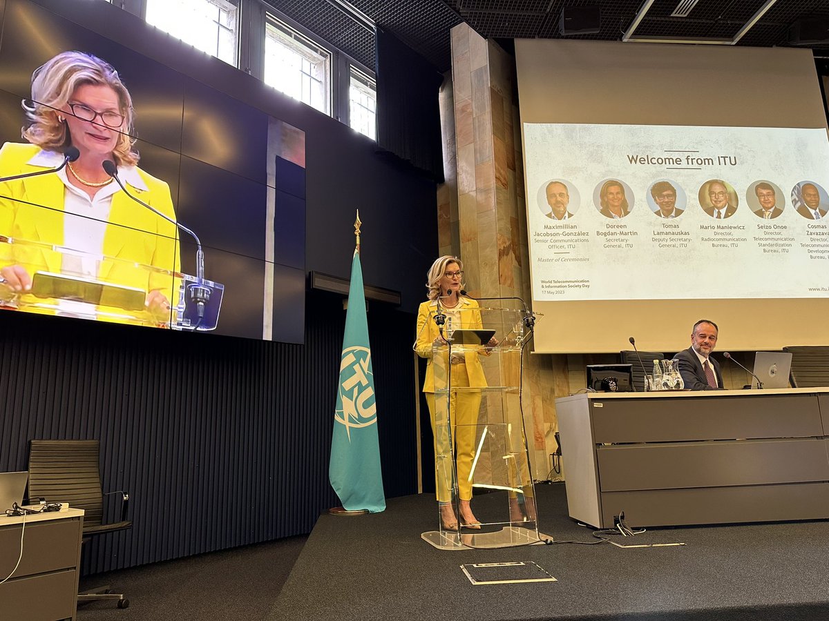 Happy 158th birthday to the <a href="/ITU/">Int’l Telecommunication Union</a>. Great to be here to celebrate #WTISD2023 and to engage with the #Partner2Connect Digital Coalition. An inspiring event focused on overcoming the digital divide for LDCs and advancing progress towards the #SDGs 
Cc <a href="/ITUSecGen/">Doreen Bogdan-Martin</a> <a href="/ITUDeputySG/">ITU DSG</a>