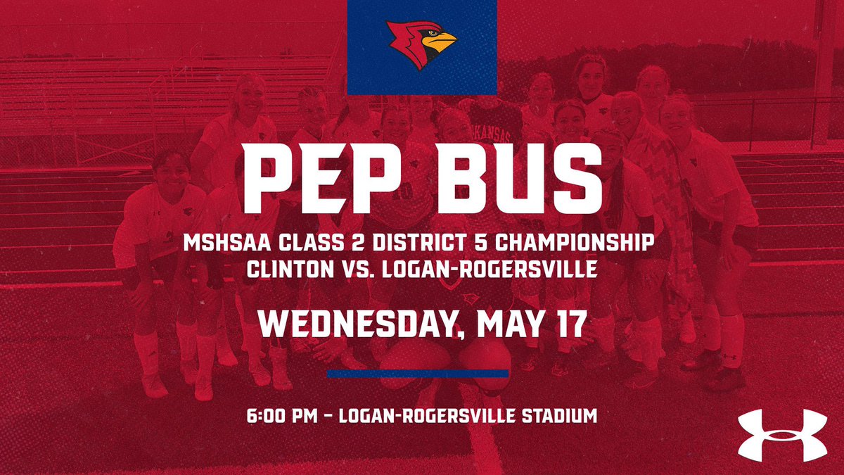 🚨🚨🚨

There will be a Pep 🚌 headed to Rogersville for the Lady <a href="/Cardinal_Soccer/">CHS Soccer</a> <a href="/MSHSAAOrg/">MSHSAA</a> C2D5 Championship Game tonight in Rogersville! Sign up in the front office by the end of lunch if interested! 

30 Student MINIMUM❗️❕❗️

#ClintonALLIN
#CardinalPride

🔵⚪️🔴🐦⚽️