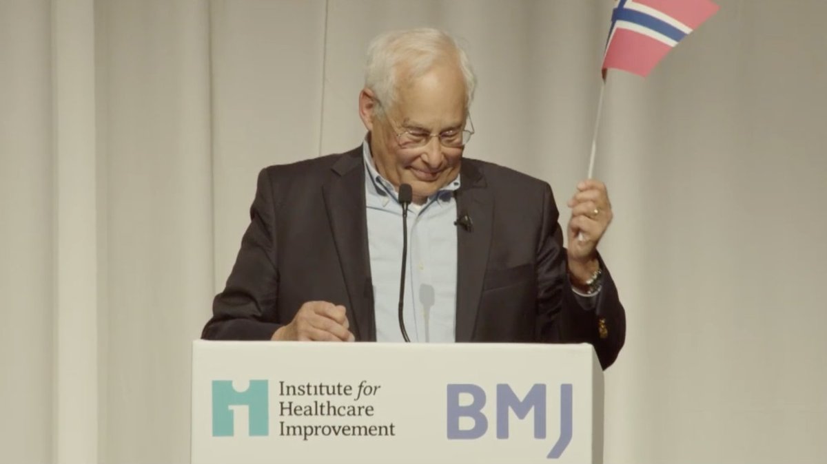 Don Berwick starts by giving thanks to LOTS of people, but saves a special mention for @goranhenriks for his leadership #Quality2023 And Happy Birthday Norway!