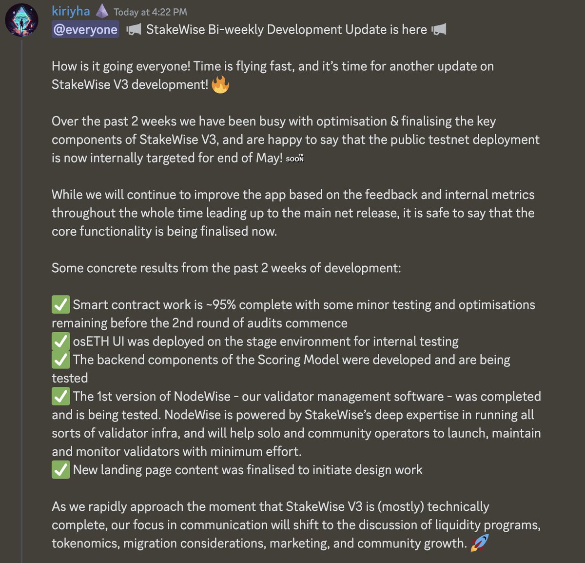 We are excited to share another update on the state of StakeWise V3 development with the community📢 Hop into our Discord for the full post and join our StakeWise Office Hours happening in just 30 minutes! ⏲️ See you there! Link to join 👉 discord.gg/HFWJzeBx?event…