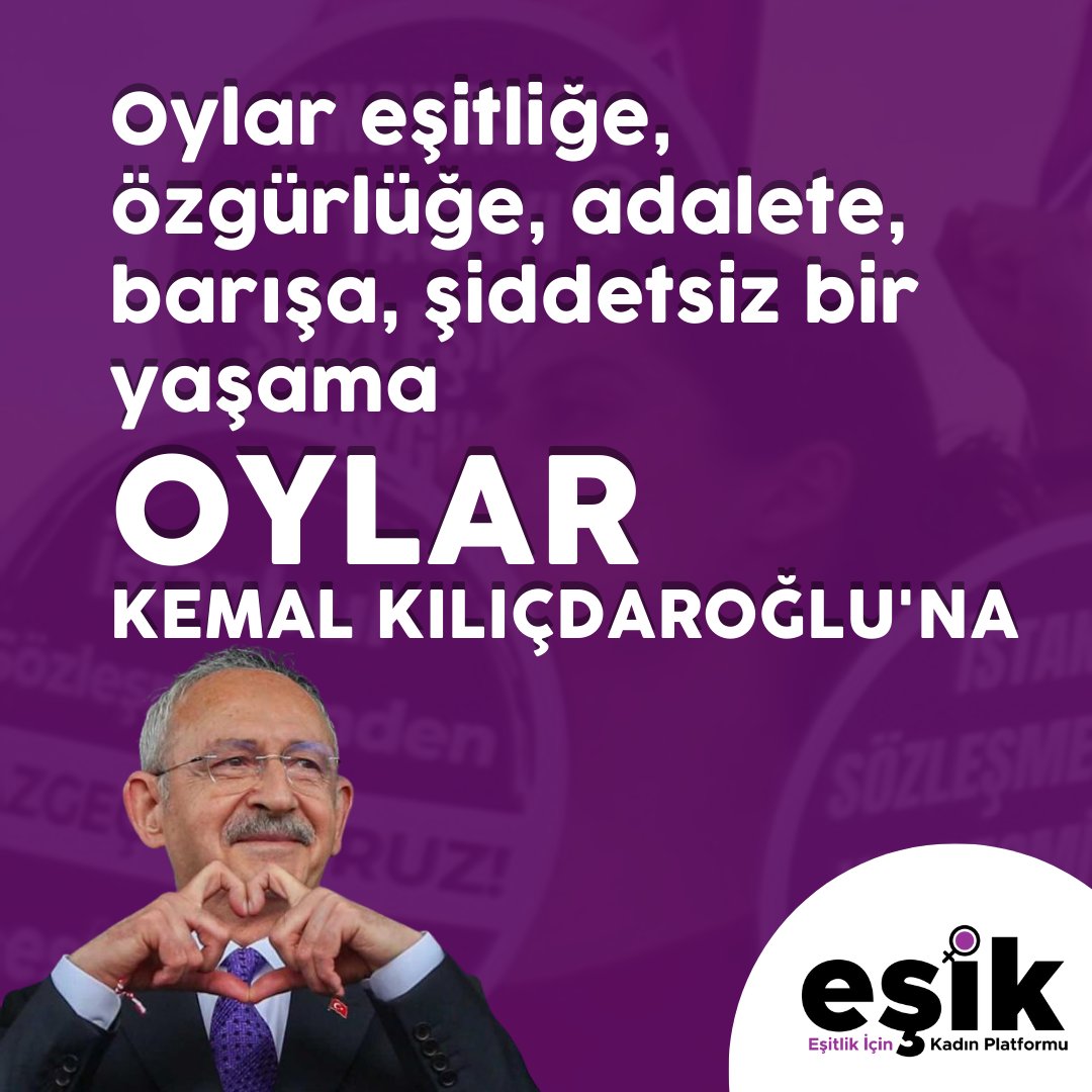 📢 Oylar Kemal Kılıçdaroğlu'na
Kazandığımız seçimi, tekrar ettiriyorlar. Kaybedecek tek saniyemiz yok, Cumhurbaşkanlığını kazandıktan sonra tartışırız #TartışmayalımÇalışalım
Bütün oylar eşitliğe, özgürlüğe, adalete, barışa, şiddetsiz bir yaşama #TekrarKazanacağız