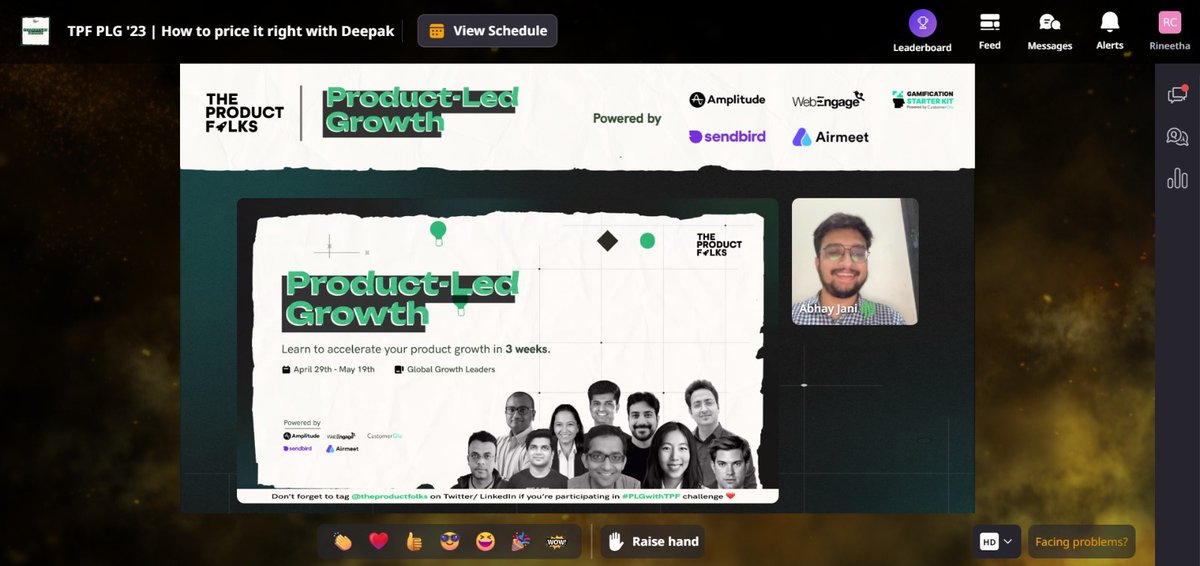 TheProductfolks's tweet image. Almost at that finish line now! 🏁
So, Let's take it up a notch!🚀
Ever had mind-bending queries about unit economics, discounts and freemiums? 🤯
@deepakabbot 's session on 'How to price products right’' has all the answers you need!
Dive in now! 👇
rebrand.ly/Deepak_YT…