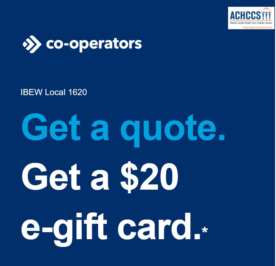 You still have until Friday! 
📞 1-800-387-1963

As a 1620 Member & part of the ACHCCS, you’re eligible for group rates with Co-operators Group Home and Auto insurance. Call today for a Home or Auto quote & get a $20 e-gift card just for quoting.

#ItsOurEnergy #memberperks