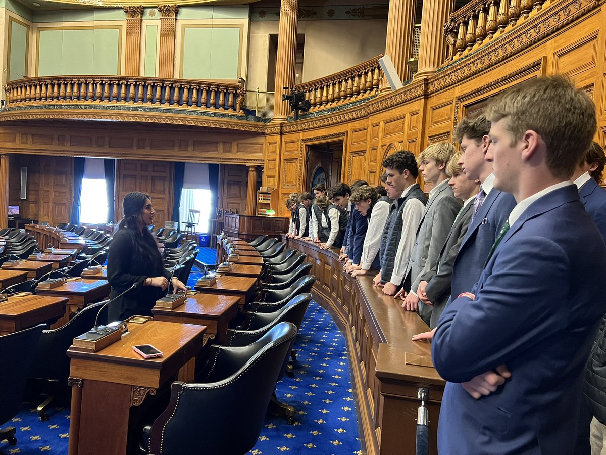 Members of State Championship Boys Hockey team being celebrated at the State House today.  Amazing visit!