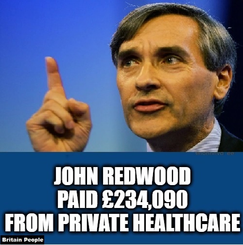 Britain_People's tweet photo. TORY MP:  JOHN REDWOOD

🔴John Redwood earned a MASSIVE £234,090 from a company that has investments in the global private healthcare sector.

👉RETWEET if this concerns you.

@EveryDoctorUK #NHSPrivatisation https://t.co/P4FNXJXupm