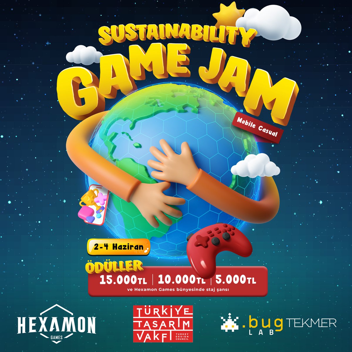 The registration of our Sustainability Game Jam event, which we organized together with BUG Lab TEKMER and Türkiye Tasarım Vakfı, has started! 👾🎉

Join now; hexamongames.com/gamejam/
📅 Deadline ; May 28th 
📍 BAU Galata Campus  

#sustainability #gamejam