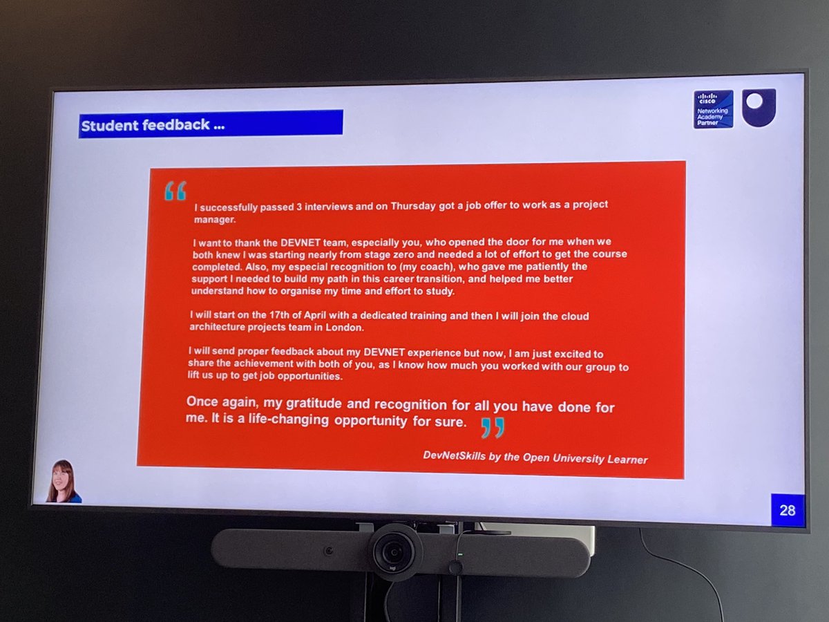 elizabethbarr97's tweet image. Great breakout session from @teraknor and Jane Dickinson from @OUComputing. The student feedback says it all! #netacad #cisconetworkingacademy