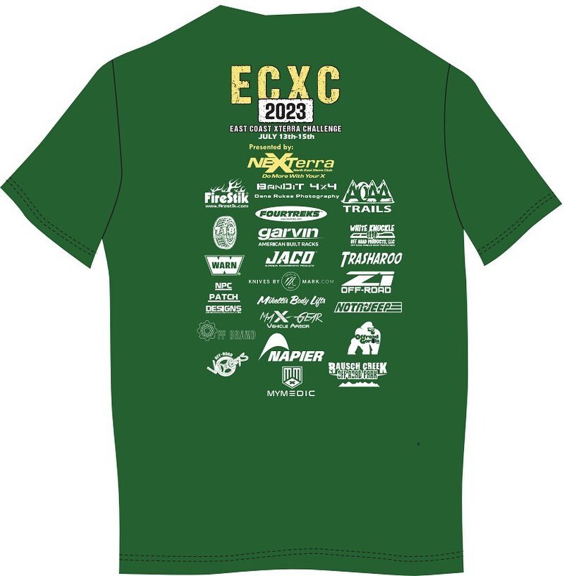 NexterraClub's tweet photo. 1st draft of event shirt!
There are only two weeks left to sign up for East Coast Xterra Challenge at the discounted price and secure your way cool event shirt and event decal!
Join us &amp; the rest of your #xterra4x4 friends this July during #ecxc2023 @off… https://t.co/z4hvOQnY8M https://t.co/nIUWXabmk9
