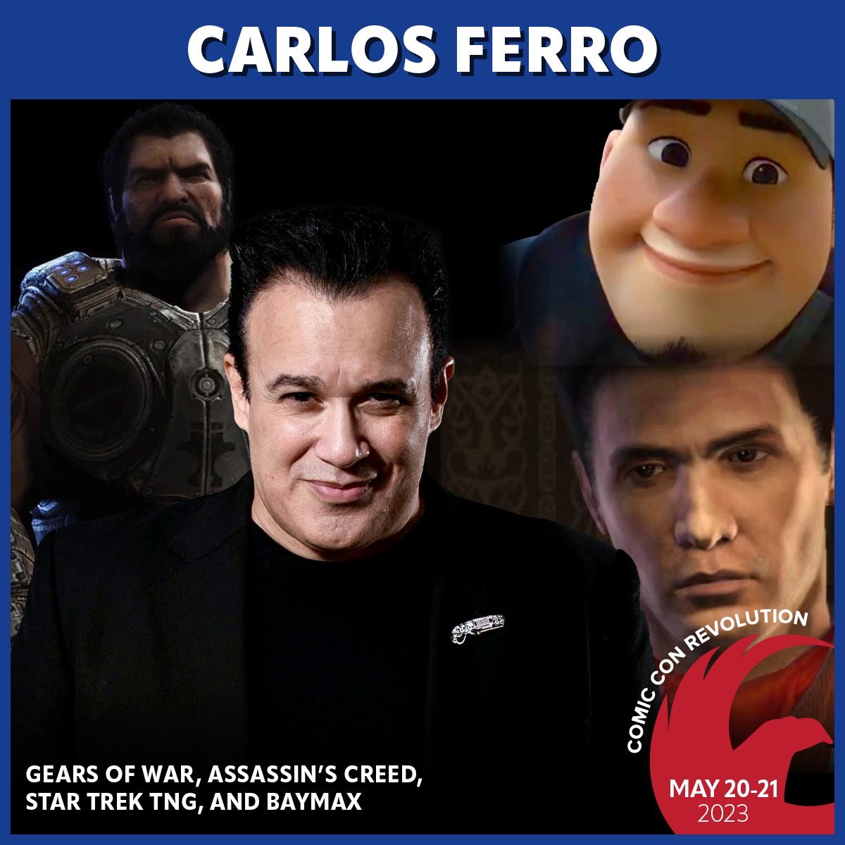 RealCarlosFerro's tweet photo. THIS SATURDAY AND SUNDAY
Ontario California!
#ComicConRevolution #InlandEmpire #SanBernardino #OntarioCalifornia #Godfather #MichaelCorleone #SaintsRow #AssassinsCreed #LeonardoDaVinci #StarTrek #ScoobyDoo #GearsOfWar #DomSantiago #JusticeLeague #StaticShock #Gears5 #Baymax https://t.co/OJeRgWc3Ut
