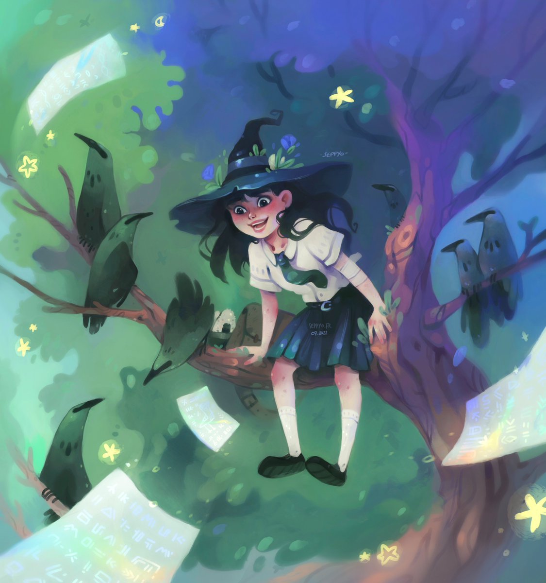 Retour à l'école pour les petites sorcières

#school #witch #raven #magic #illustration