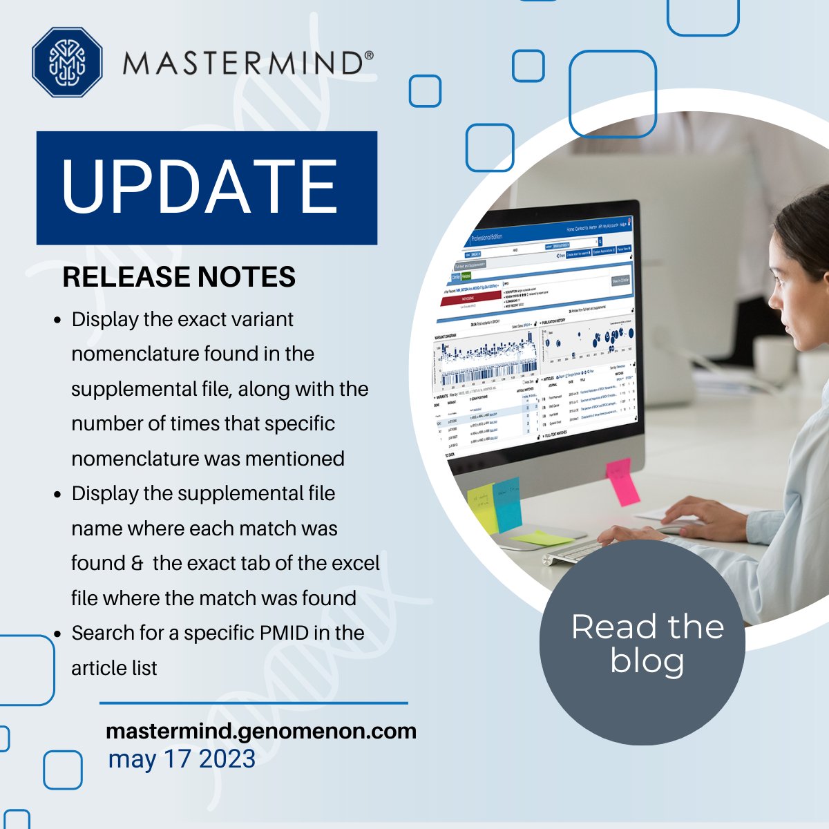 genomenon's tweet photo. 📣 The #MastermindGSE team is excited to announce that we have made several enhancements to our supplemental file matching to help you save time & augment your genomic evidence search experience. Read the latest blog & watch the quick tutorial: https://t.co/NPblOAtMFy https://t.co/6dUTkK39by