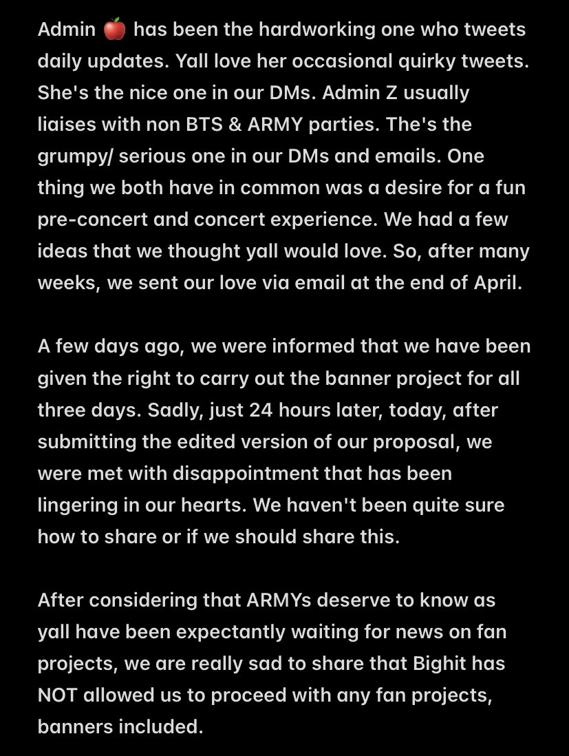 BANGTANSG's tweet photo. Dear Army 💜

From Admin Z &amp; Admin 🍎 https://t.co/WGfAYv4mwi