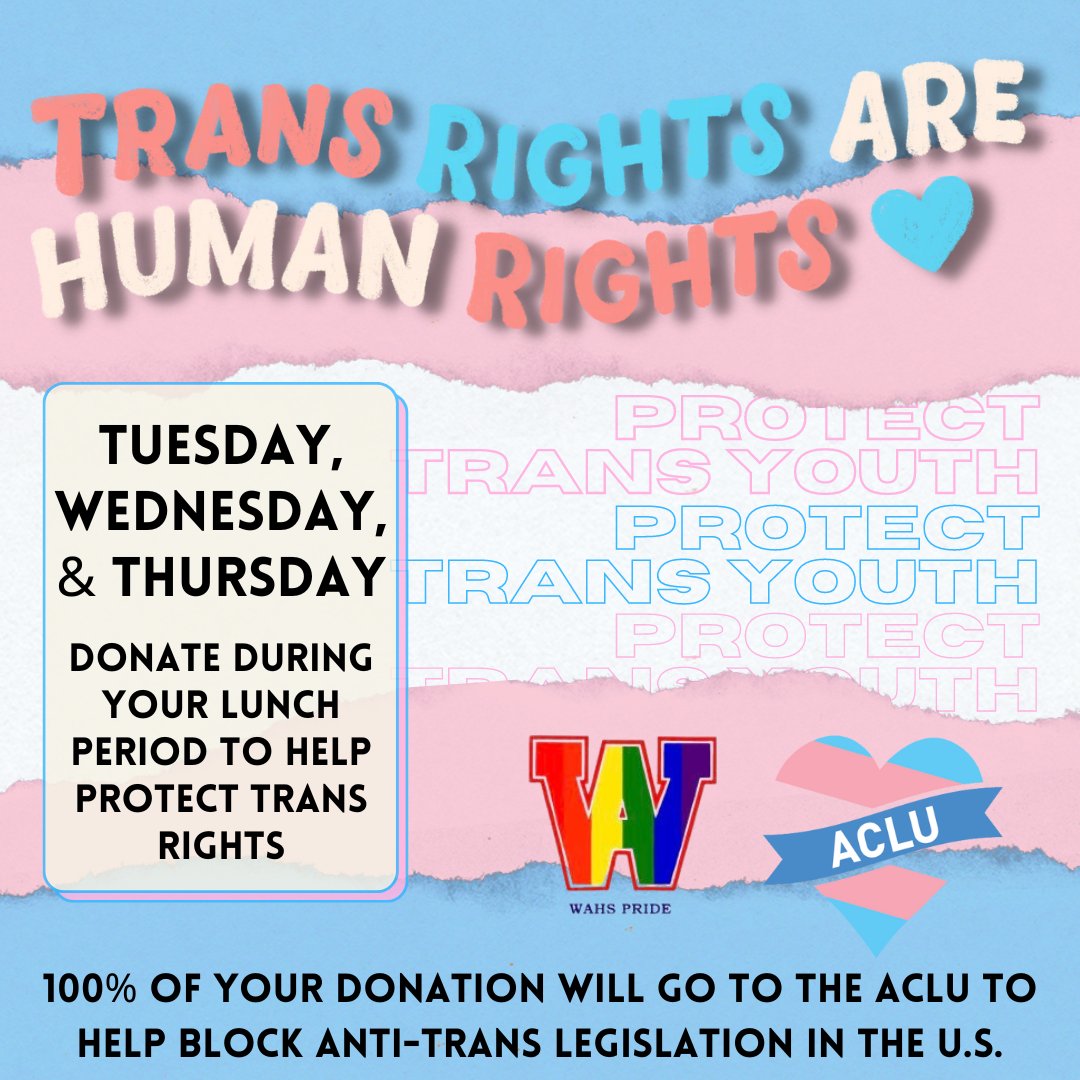 Join in our fight to #protecttransrights🏳️‍⚧️by making a small donation. 100% will go to <a href="/aclu_nationwide/">ACLU</a> to challenge anti-LGBTQ bills in the US.
#lesbian, #gay, #bisexual, #transgender, &amp; #queer people belong everywhere. Help us ensure that they can live openly &amp; authentically.