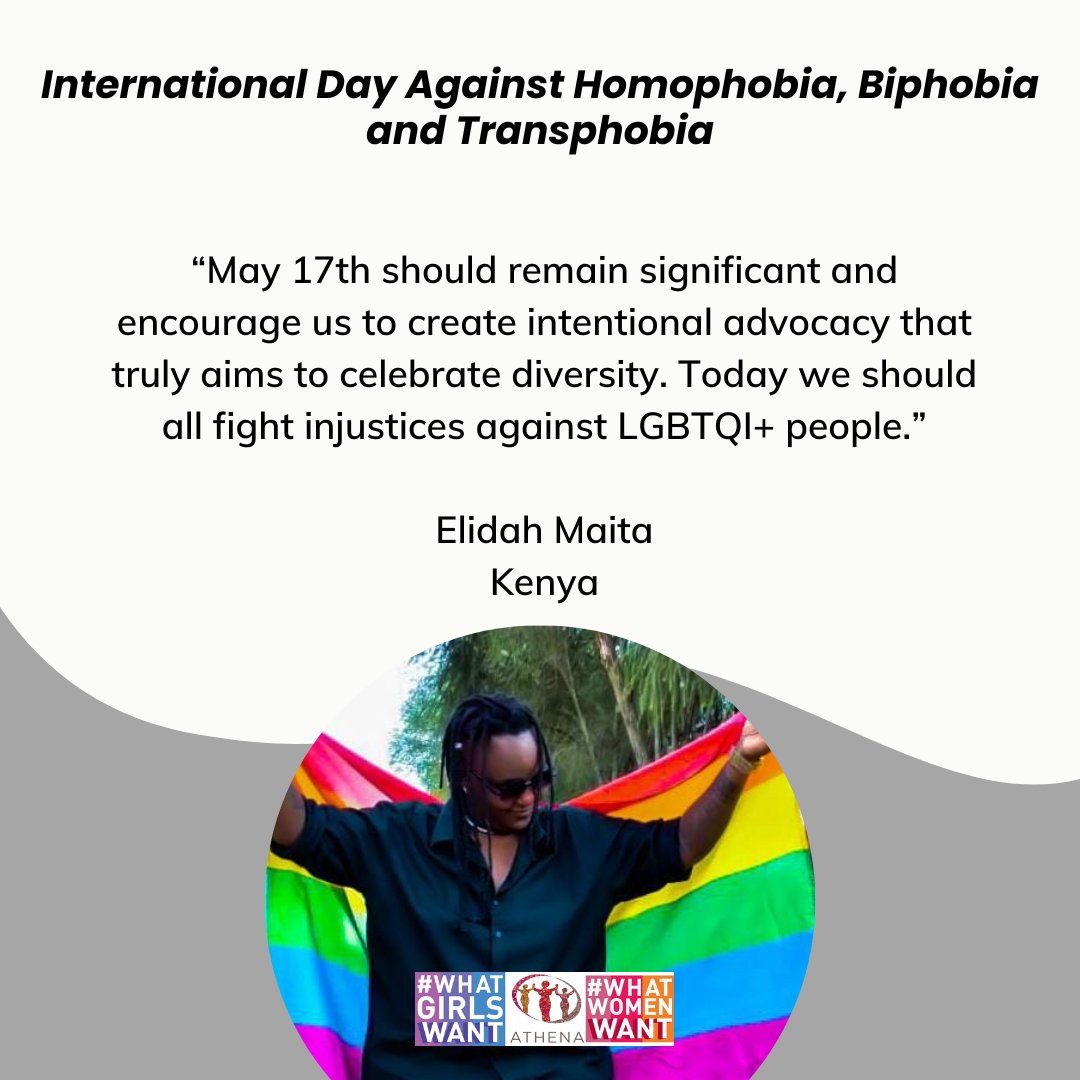 “May 17th should remain significant and encourage us to create intentional advocacy to celebrate diversity. Today on International Day Against Homophobia, Biphobia and Transphobia, we should all fight injustices against LGBTQI+ people.”
- @Elidah_22 
#IDAHOBIT2023 #WhatGirlsWant