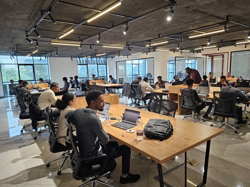 FredSwaniker's tweet photo. The first learners came in today into our ⁦@alx_africa⁩ space in Addis Ababa. This is what “blended learning” and community looks like. Excited to support young tech talent with the infrastructure they need to succeed ⁦@jbarbier⁩ ⁦@MastercardFdn⁩ https://t.co/TYpQGtVIMm