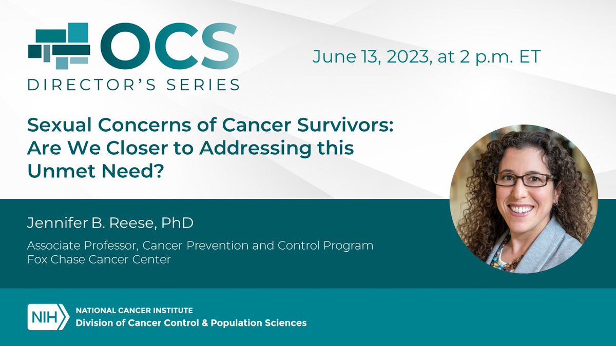 Many #cancersurvivors mention the importance of sexual health and the need for more discussion about it with physicians. washingtonpost.com/wellness/2023/…

Register &amp; learn more in the OCS Directors Series webinar on 6/13 at 2 pm ET. cancercontrol.cancer.gov/ocs/about/even….