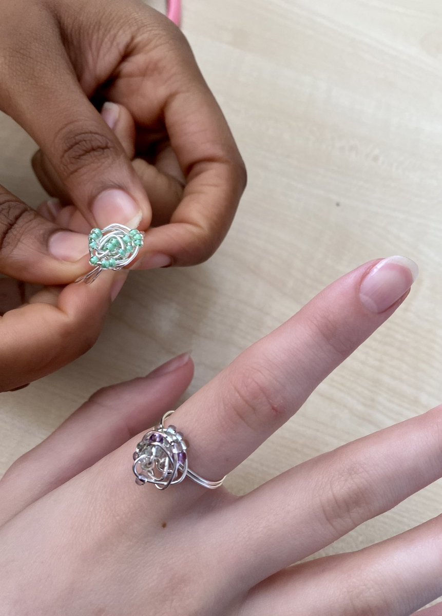 CultsAcadTech's tweet photo. Activities Week jewellery making with the S1s, with Miss Walker (&amp; Mrs LS). https://t.co/vr5eRVc0JG