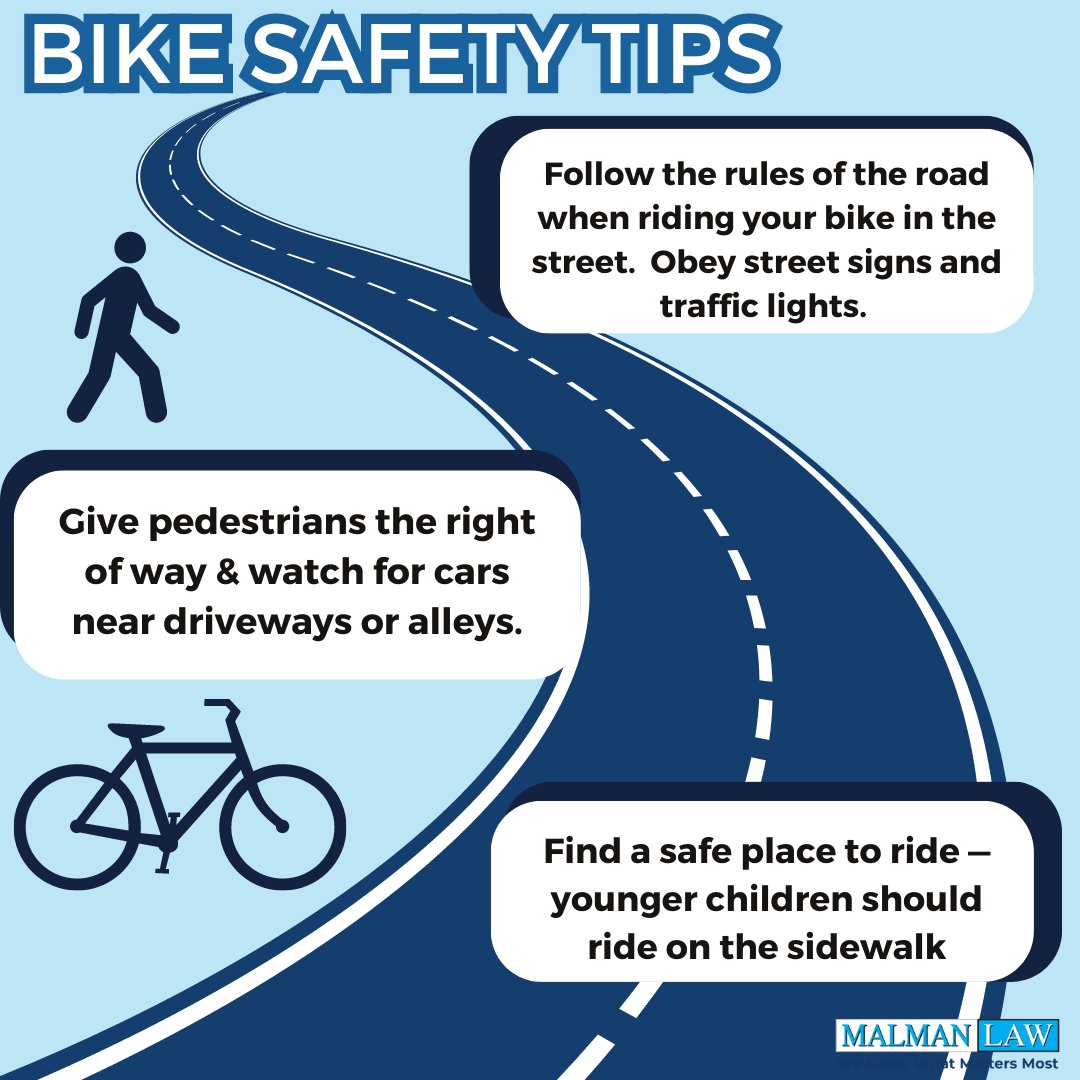 ChicagoPILawyer's tweet photo. A few important reminders on how to stay safe while riding your bike! 🚲
 #bike #staysafe #ride #importantreminders #ridebike https://t.co/xcNDStbaHw